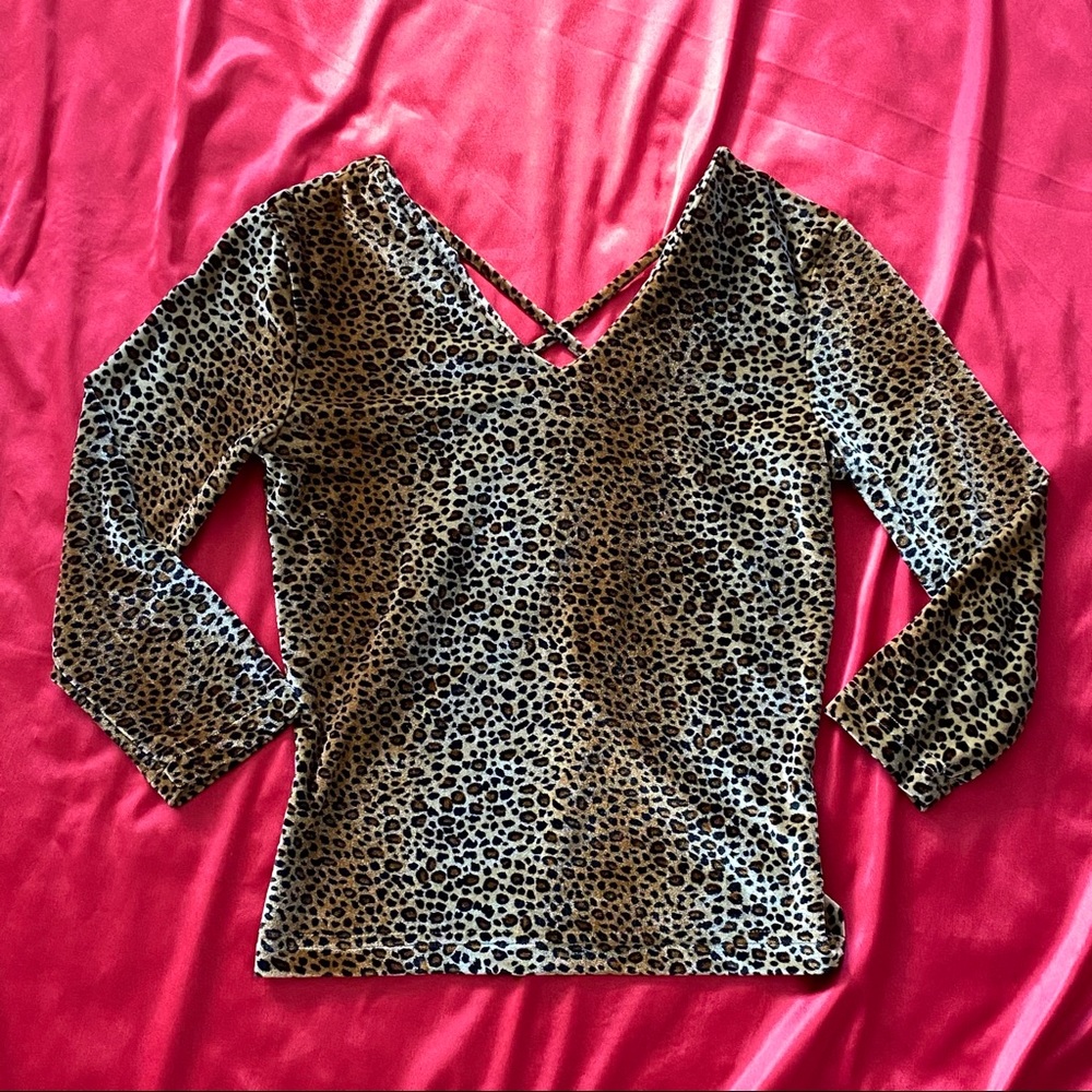 90s velvet leopard print top 🤎🐆🖤